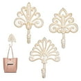 thumbnail image 5 of Sungmor Beautiful Shabby Chic Cast Iron Wall Hanging Hooks, 3PC Large & Heavy Duty Decorative Wall Coat Hooks, Pretty Antique White Wall Mounted Key Hooks, Scarf Bag Towel Hangers Wall Decoration, 5 of 9