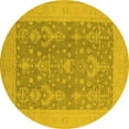 thumbnail image 1 of Ahgly Company Indoor Round Oriental Yellow Traditional Area Rugs, 6' Round, 1 of 4