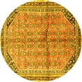 thumbnail image 1 of Ahgly Company Machine Washable Indoor Round Persian Yellow Traditional Area Rugs, 4' Round, 1 of 4