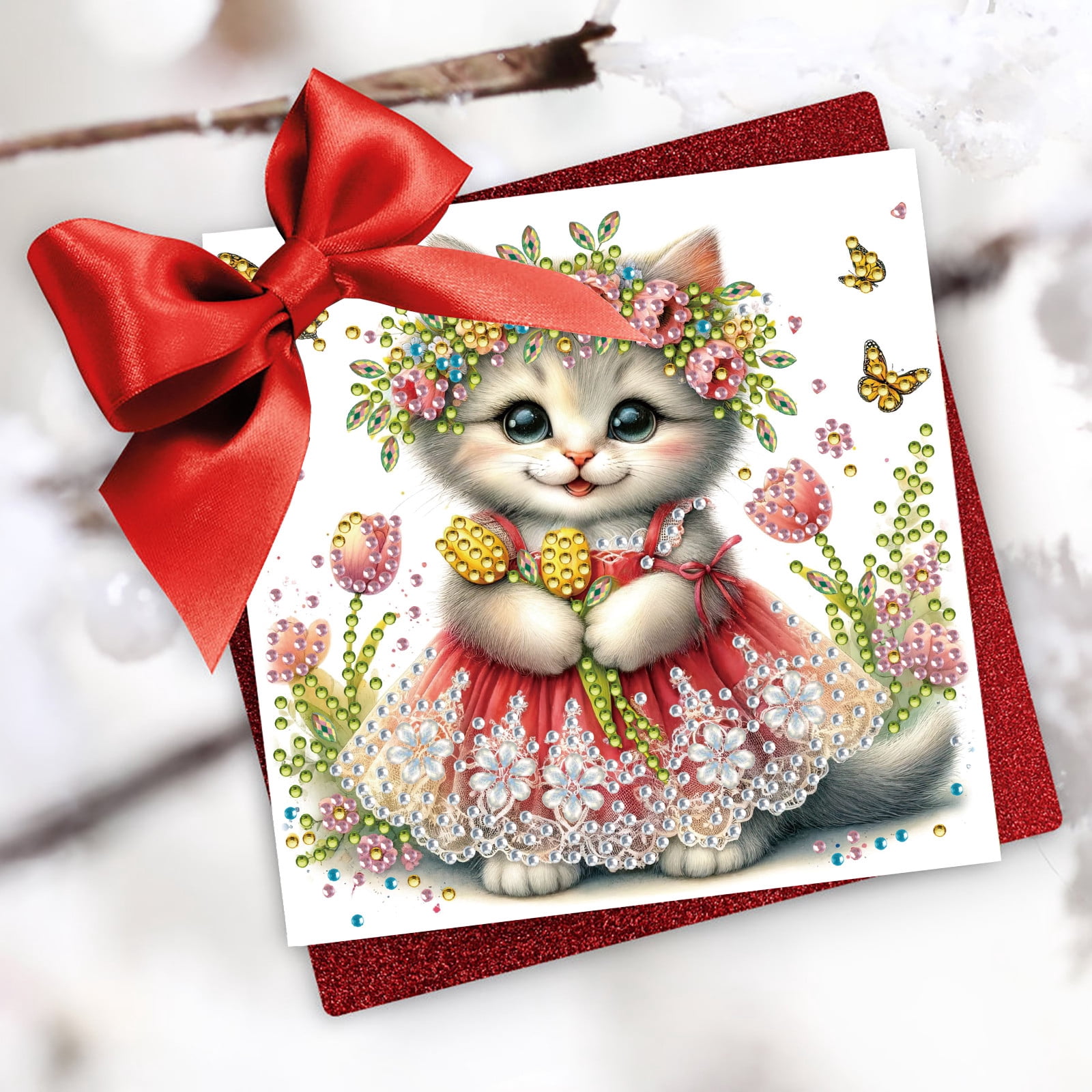 FLOPESN 24Pcs DIY Folding Greeting Card Diamond Art Painting,Creative Design Thank You Cards Set for Birthday Christmas Crafts Gift