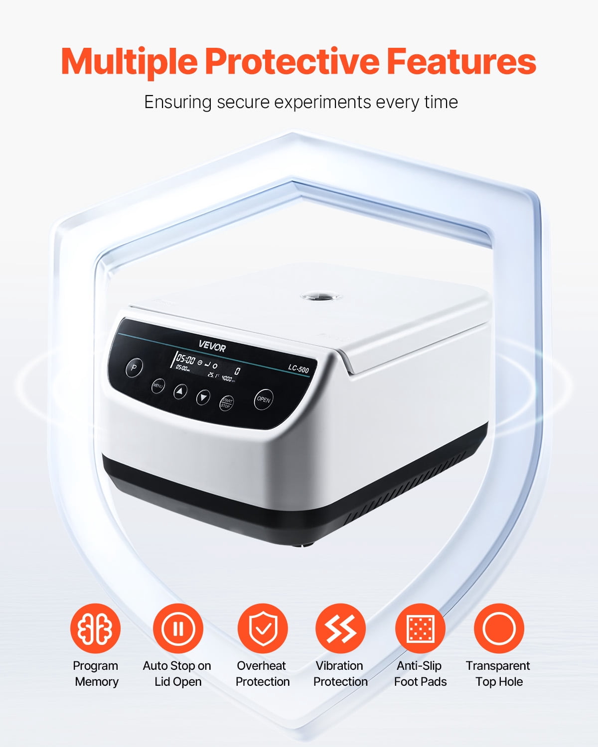 VEVOR Centrifuge Machine, 100-1900xg RCF Electric Laboratory Centrifuge Machine with 1 Rotor for 2/5/10/15ml Tube Capacity, Low Speed 500-4000rpm with Timer, Widely Used in Various Experiments