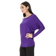 thumbnail image 2 of Women's Solid Long Sleeve Dolman Draped Loose Fit Knit Tunic Top Made in USA S-3XL, 2 of 3