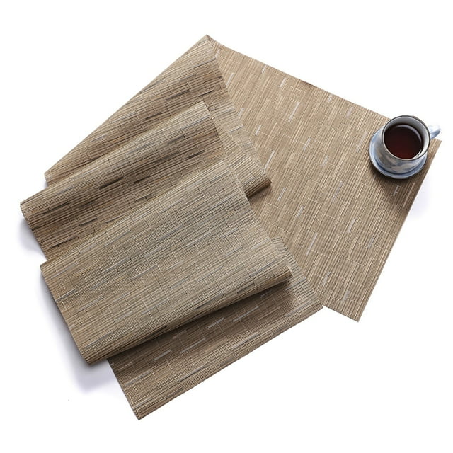 Oleegame 1PC Placemat Table Runner Texture Weave Doily Heat Insulation PVC Wedding Party Dining Table Runner 53.15 Brown