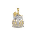 thumbnail image 1 of Pendentif Couronne Lion Tigre Diamant Rond en Or Jaune 10kt 1/3 Cttw, 1 of 1