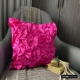 thumbnail image 3 of Cushion Covers For Chairs, Fuchsia Pink Cushion Covers, Solid Pillow Cases, 12x12 inch (30x30 cm) Pillow Case, Satin Square Pillows Cover, Vintage Style Ruffles - Vintage Fuchsia, 3 of 10