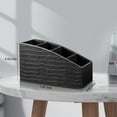 thumbnail image 6 of KENOBE Remote Control Holder with 4 Compartments Trapezoid Design, Desktop Caddy Storage Stand Organizer for Remote Controllers, Office Supplies, Makeup Brush, Media Accessories, Black, 6 of 8