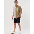 thumbnail image 4 of Unique Bargains Men's Shirts Short Sleeve Summer Cotton Patchwork Button Down Shirts Dark Brown M, 4 of 6