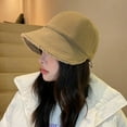 thumbnail image 3 of SikaFu Winter Warm Velvet Lined Bonnet Hats Fashion Outdoor Adjustable Fordable Hat Solid Color Female Lady Bucket Cap Gorras, 3 of 6