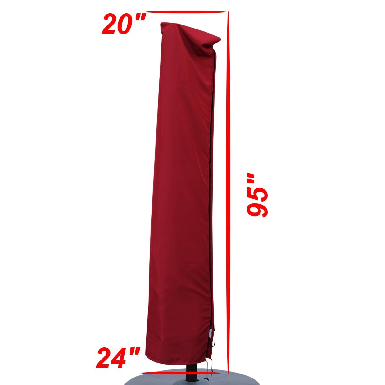 Sunrise 95" L x 24" / 20" W Roma Umbrella Protective Cover, Outdoor Patio Cantilevered, Hanging Umbrella Protective Cover, Burgundy