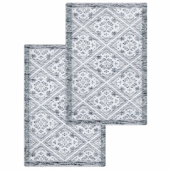 Grey Flowers Kitchen Dish Towels for Drying Dishes Set of 2, Spring Floral Farmhouse Retro Art Waffle Weave Microfiber Hand Tea Bathroom Towels Quick Dry & Absorbent Towel 15.7x23.6