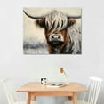 thumbnail image 2 of COMIO  Highland Cow Canvas Wall Art Hand Painted Lovely Wild Animal Oil Paintings Grey and White Pictures Yak Artwork for Farmhouse Living Room Bedroom Bathroom Decoration, 2 of 4