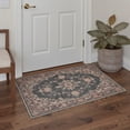 thumbnail image 4 of 2x7 Area Rugs Machine Washable Low Pile Runner with Non Slip Backing for Hallway, Laundry Room, Bedroom, Bathroom, Floral Medallion Pattern, Charcoal Blush, 4 of 4