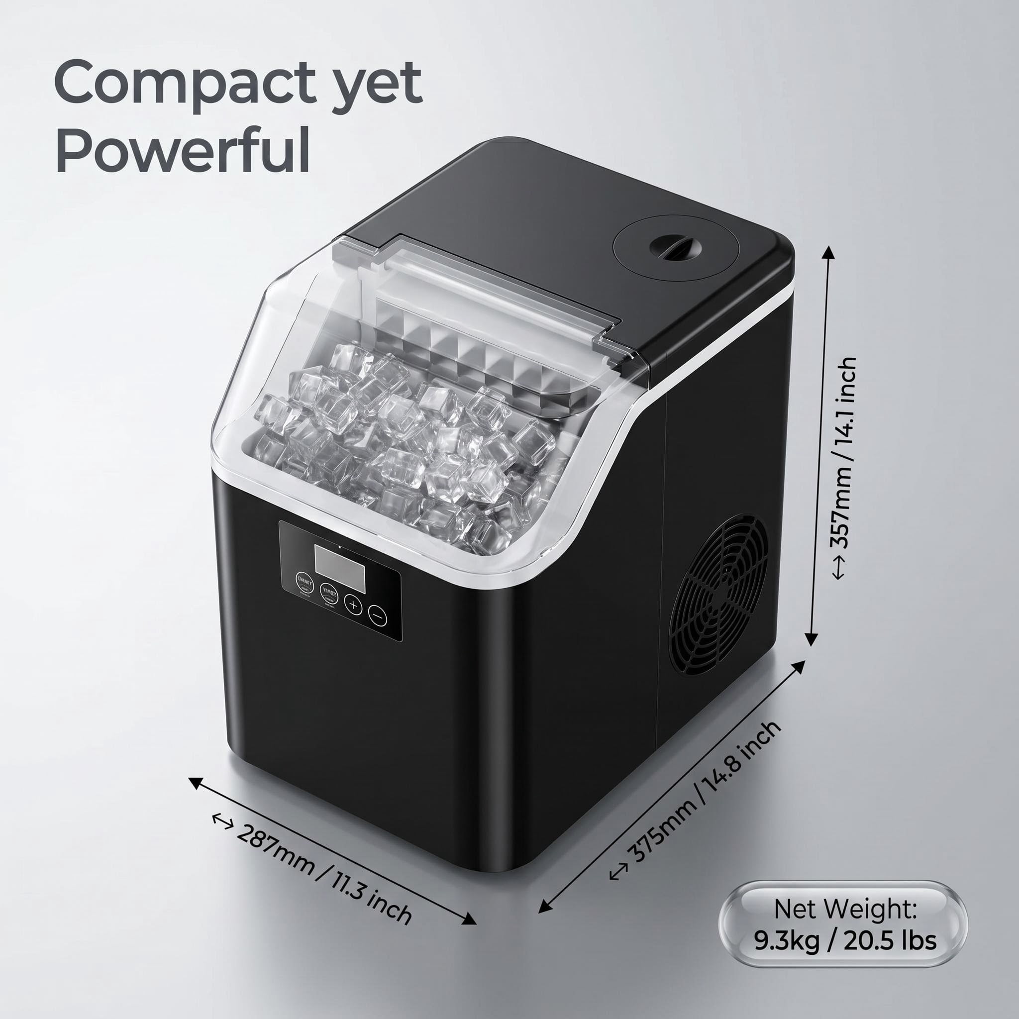 45lb Ice Cube Maker Machine Countertop, 45Lbs/24H 24 Pcs in 13 Mins, Self-Cleaning Portable Ice Maker for Home Kitchen,Bar