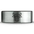 thumbnail image 2 of Tungsten Bull Taurus Muscular Horns Cattle Band Ring 8mm Men Women Comfort Fit Brushed Gray Flat Cut Black Polished, 2 of 4