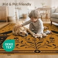 thumbnail image 4 of ODIKA 6'x9' Washable Area Rug Non-Slip, Chair-Friendly, Black Golden Starry Night and Nature Motifs Elegant Celestial with Birds Florals for Dining Room, Under Table, Office Décor, 4 of 7