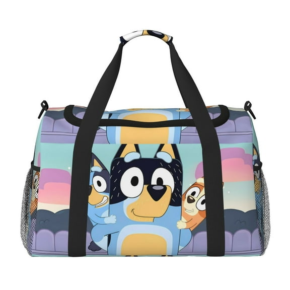 Zofaai Bluey Pattern Hand Travel Bag, Adjustable Shoulder Strap Waterproof Travel Carry-On Duffel Bag for Unisex