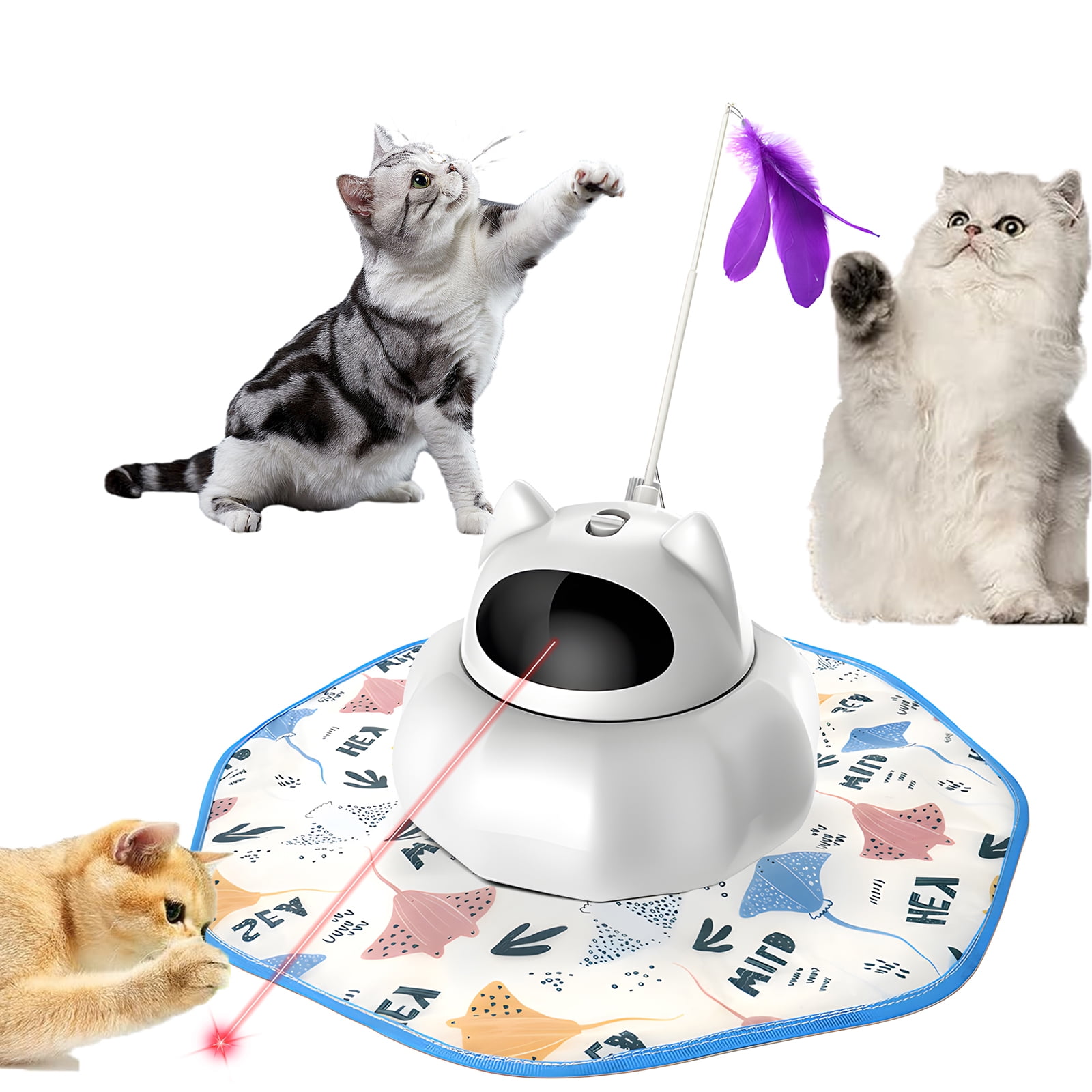 Automatic Cat Laser Toy - Rechargeable 360?? Rotation Laser With Random Patterns For Indoor Cats
