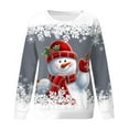 thumbnail image 4 of GBSYEWXS Christmas Hoodless Sweatshirt For Women Long Sleeve Crew Neck Snowman Print Pullover Sweater Cozy Winter Grey Tops, 4 of 4
