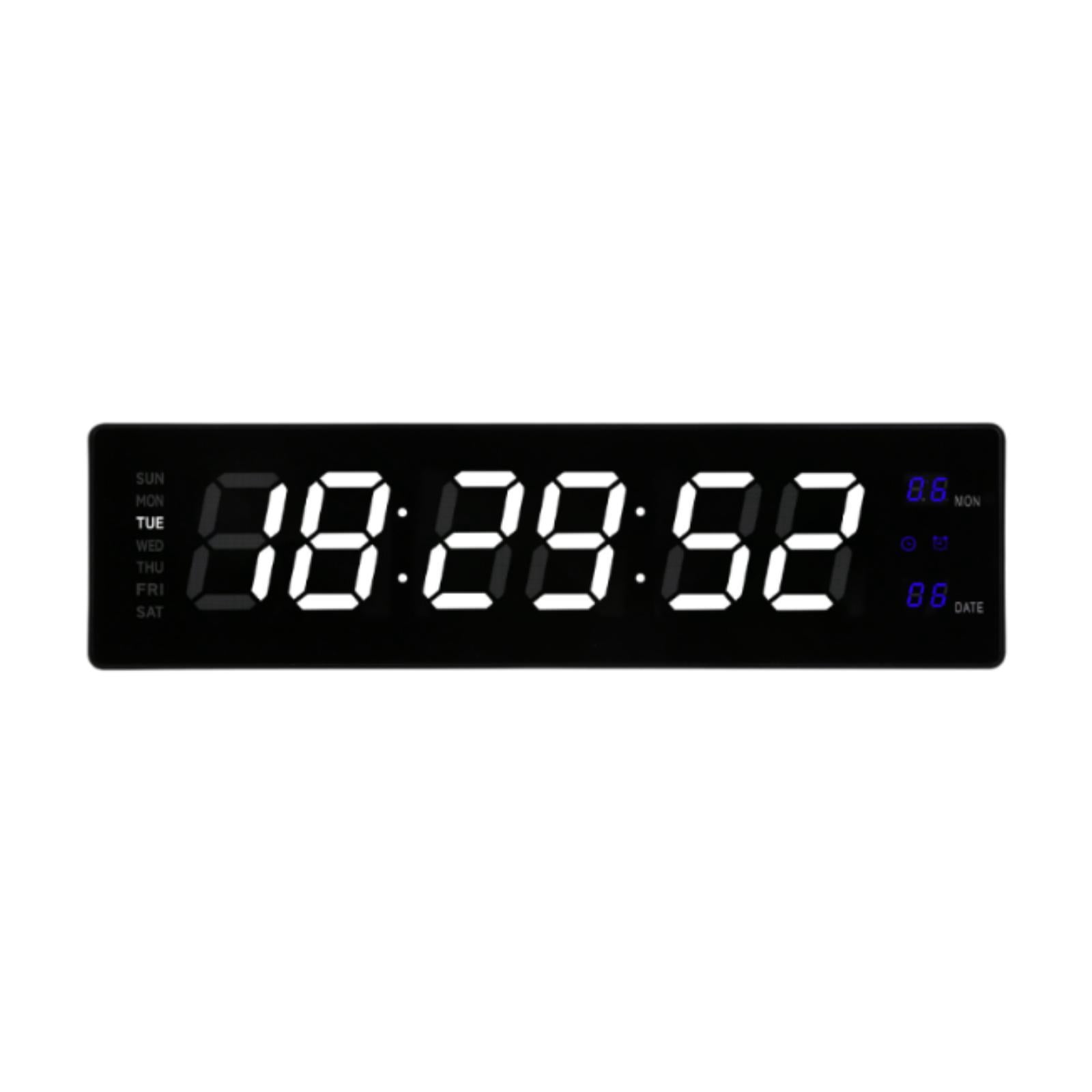 Baoblaze LED Digital Clock Bedroom Display Date Calendar Bar Wall Hanging Alarm Clock White Blue
