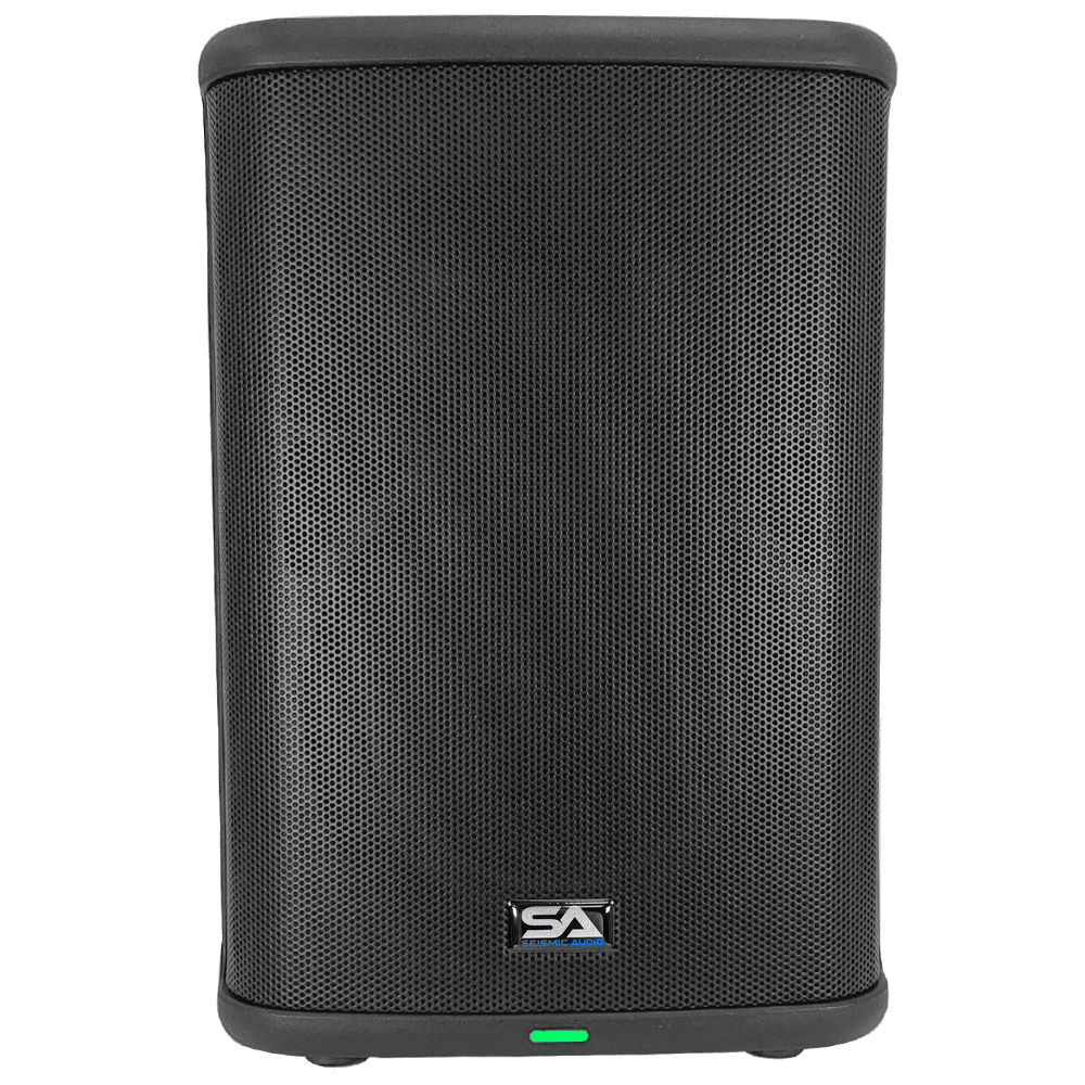 Seismic Connect - Pair of Powered 8 Inch Portable 2-Way Compact PA Speakers with Rechargeable Battery - All-In-One PA System