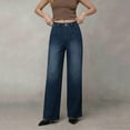 thumbnail image 2 of Sentmoon Jeans pour Femmes Taille Mi-Haute Coupe Ajustée Jeans à Jambe Grand Mode Décontractée Tendance Style Moderne Confortable Pantalon en Denim Classique Élégant Tenue de Tous les Jours pour la Mode de Rue, 2 of 7