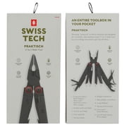 Swiss Tech Praktisch AUS-8 Steel 17-in-1 Folding Multi Tool with Leather Sheath, Black
