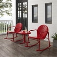 thumbnail image 2 of Afuera Living 3 Piece Metal Outdoor Rocking Chair Set in Bright Red, 2 of 13