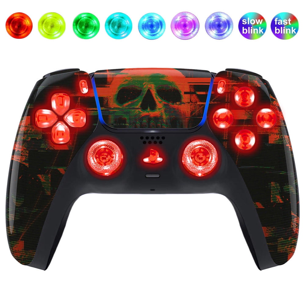 Cyber Skull Silent Modz LED Light Up Buttons Wireless Custom Controller for PS5