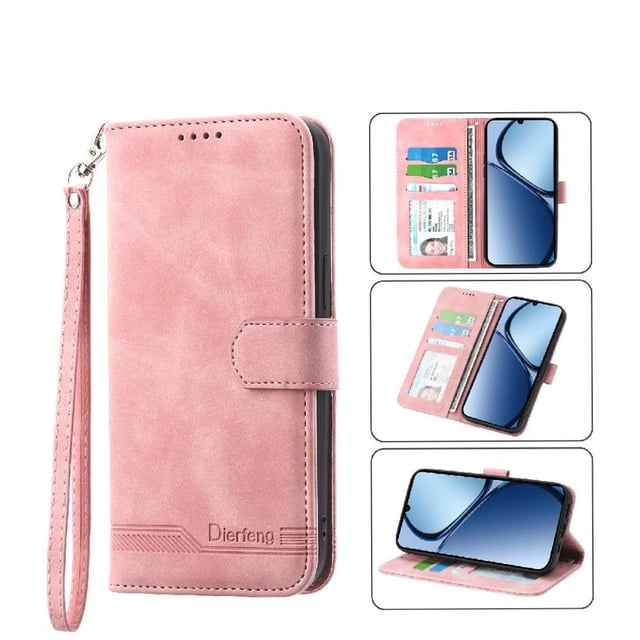 Funda Tipo Billetera para Xiaomi Redmi A5 4G Carcasa Abatible con Porta Tarjetas, Bolsillo para Efectivo, Soporte Ajustable, Cierre Magnético y Correa de Muñeca Rosa