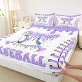 thumbnail image 5 of Erosebridal Purple Drip Bow Baseball Full Size Sheets, Cute Sport Bed Sheets for Girls and Boys, 4pcs, 1 Flat Sheet, 1 Fitted Sheet and 2 Pillowcases, 5 of 6