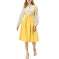 thumbnail image 2 of MODA NOVA Junior's Elastic Waist Overall Suspender Braces Skirts Yellow M, 2 of 5