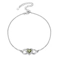 thumbnail image 1 of Pulsera de tobillo de plata esterlina Silvora con piedra de nacimiento de corazón de agosto, 1 of 8
