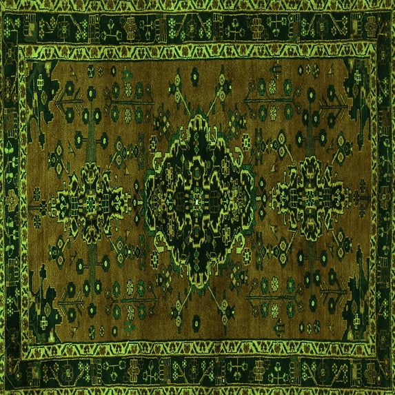 Ahgly Company Indoor Square Persian Green Traditional Area Rugs, 5' Square