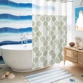 thumbnail image 5 of No Hook Shower Curtain, Sage Green Geometric Shower Curtains for Bathroom with See Through Top Window, Moroccan Chic Abstract Plaid Art Waterproof & Washable Bath Curtain Small Stall 36"x78", 5 of 9