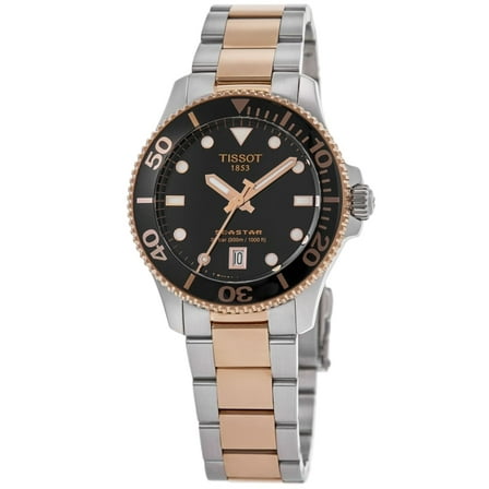 Tissot Seastar 1000 Quartz Black Dial Two-Tone Stainless Steel Women's Watch