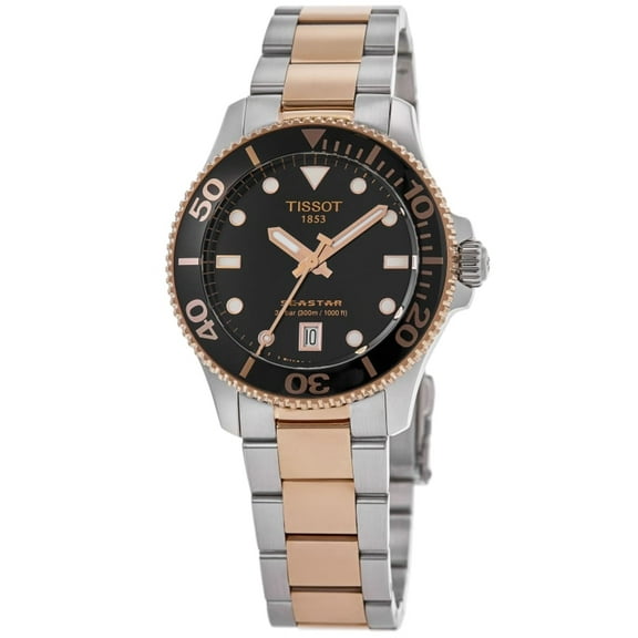 Tissot Seastar 1000 Quartz Black Dial Two-Tone Stainless Steel Women's Watch