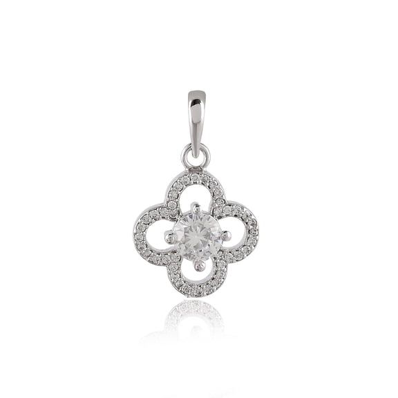 Femme Jam 925 Sterling Silver Floral Pendant / Locket with Zirconia Crystals for Women