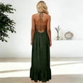 thumbnail image 4 of Purcolt Womens Summer Pleated Maxi Dresses Casual Oversized Halter Backless Sleeveless Ruffle Hem Flowy Cami Dresses Beach Sundress Swim Coverups, 4 of 8