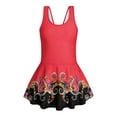 thumbnail image 4 of Uourmeti Girls' Floral Octopus Tentacle Scroll Skirted One-Piece Swimsuit - Quick Dry, Stretchy Swim Dress for Beach & Pool Vacations, 4 of 8