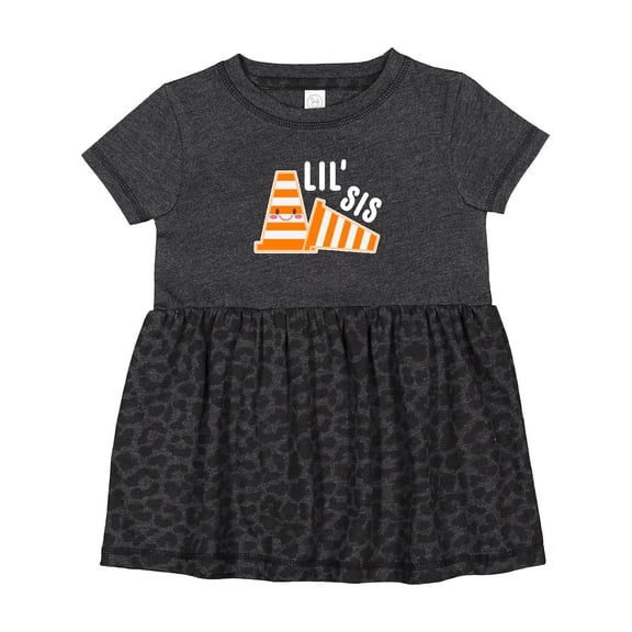 Inktastic Lil Sis with Construction Cones Girls Baby Dress