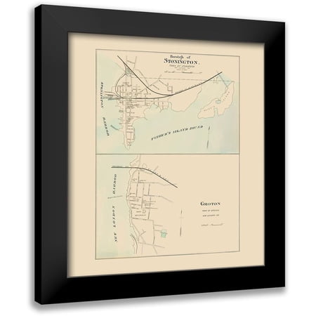 Hurd 12x13 Black Modern Framed Museum Art Print Titled - Stonington, Groton Connecticut - Hurd 1893