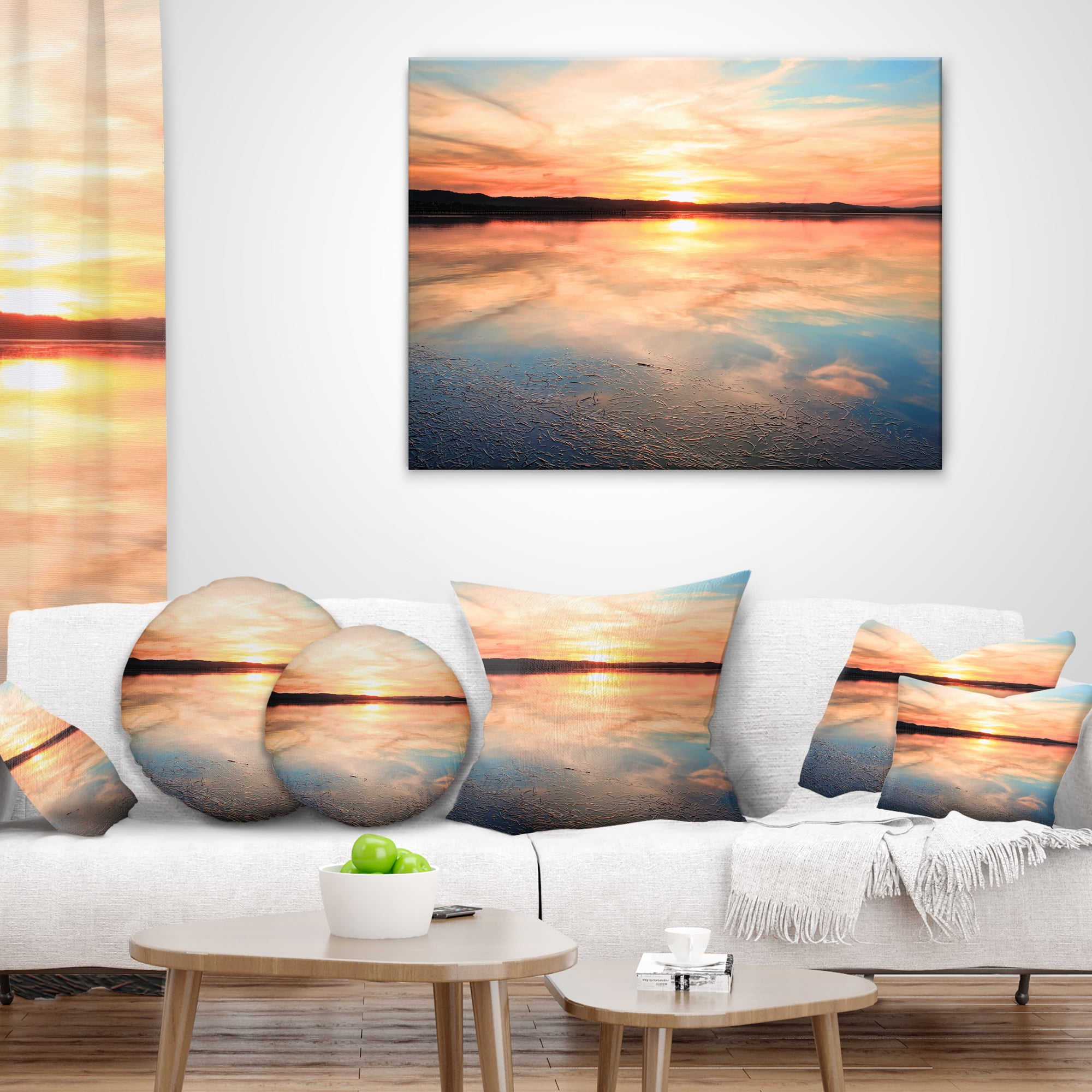 Designart Sensational Sunset in Australia - Seascape Throw Pillow - 12x20