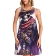 thumbnail image 1 of Easygdp Cool Skull Cowboy para Vestido Transpirable de Mujer, Vestido Suelto de Manga Corta con Pliegues y Bolsillos para el Verano, 1 of 7