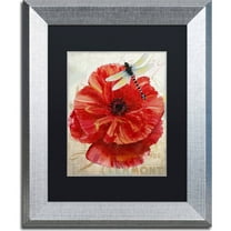 Trademark Fine Art "Le Pavot Dragonfly" Canvas Art by Color Bakery, Black Matte, Silver Frame