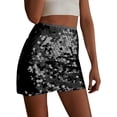 thumbnail image 5 of Womens Summer Sexy Shiny Sequin Skirt Casual Elastic Mini A-line Skirt Mini Bodycon Skirt for Club Streetwear, 5 of 10