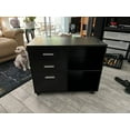 thumbnail image 6 of DEVAISE File Cabinet, 3 Drawer Lateral Filing Cabinet, Printer Stand with Open Storage Shelves on Wheels for Home Office, Kids Room, Black, 6 of 10