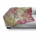 thumbnail image 3 of Flower Soft Flannel Fleece Throw Blanket, Floral Design with a Grunge Style Dated Background Retro Artisan Pattern, Cozy Plush for Indoor and Outdoor Use, 70" x 90", Pink and Green, by Ambesonne, 3 of 6