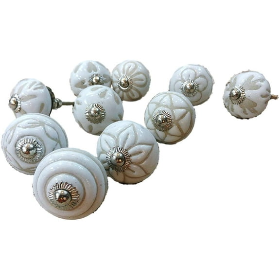 JGARTS 20 Knobs White Hand Painted Ceramic Knobs Cabinet Drawer Pull