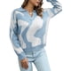 thumbnail image 1 of Camiseta mujer, Suéter de mujer con cuello en V Suéteres casuales sueltos Tomshoo Aqua/Pequeña, 1 of 7