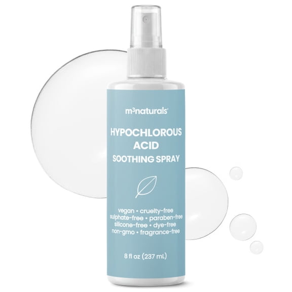 M3 Hypochlorous Acid Soothing Face & Body Spray, Gentle Daily Refreshing Mist, Alcohol-Free, Fragrance-Free, Vegan & Cruelty-Free, Suitable for Sensitive Skin, 8 fl oz
